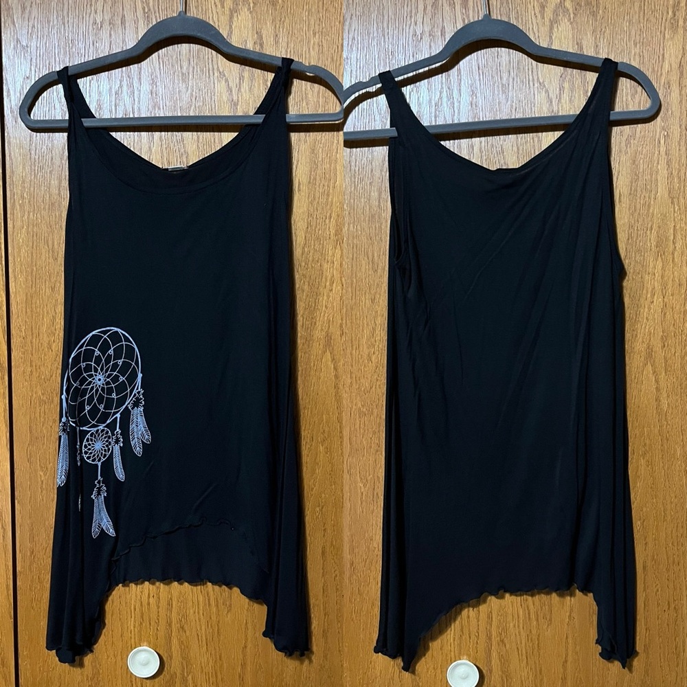 Jayli Black Women's Tank Top with Dreamcatcher Design